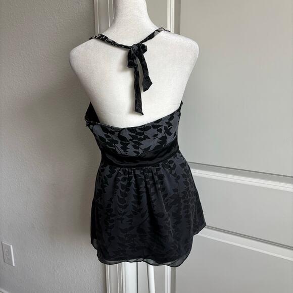 Vintage Y2k 100% Silk Express Babydoll Halter Top Sz 6 Black Gray Ombre 90s - Picture 5 of 11
